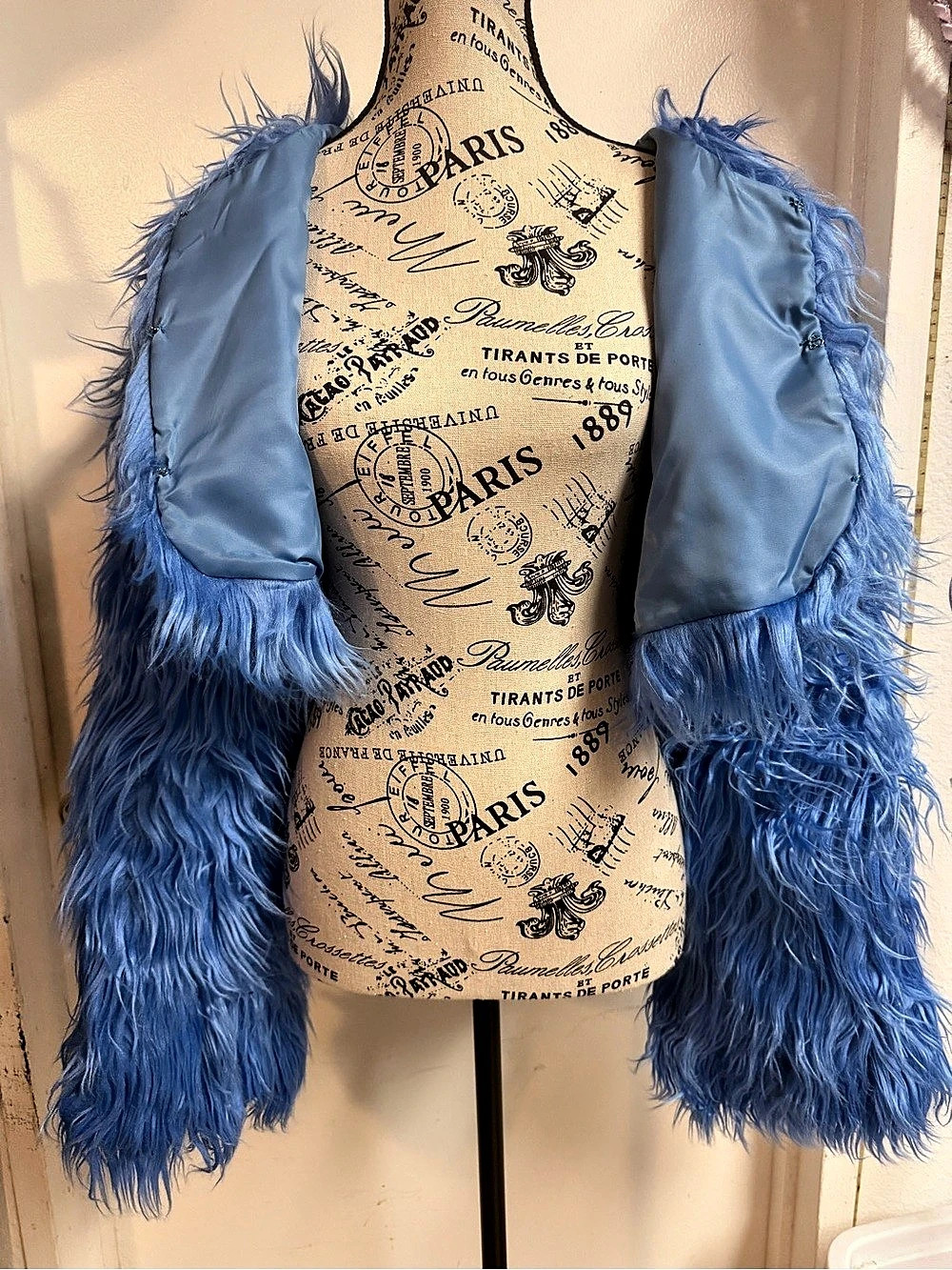 Blue Shaggy Faux Fur Jacket - Picture 3 of 5